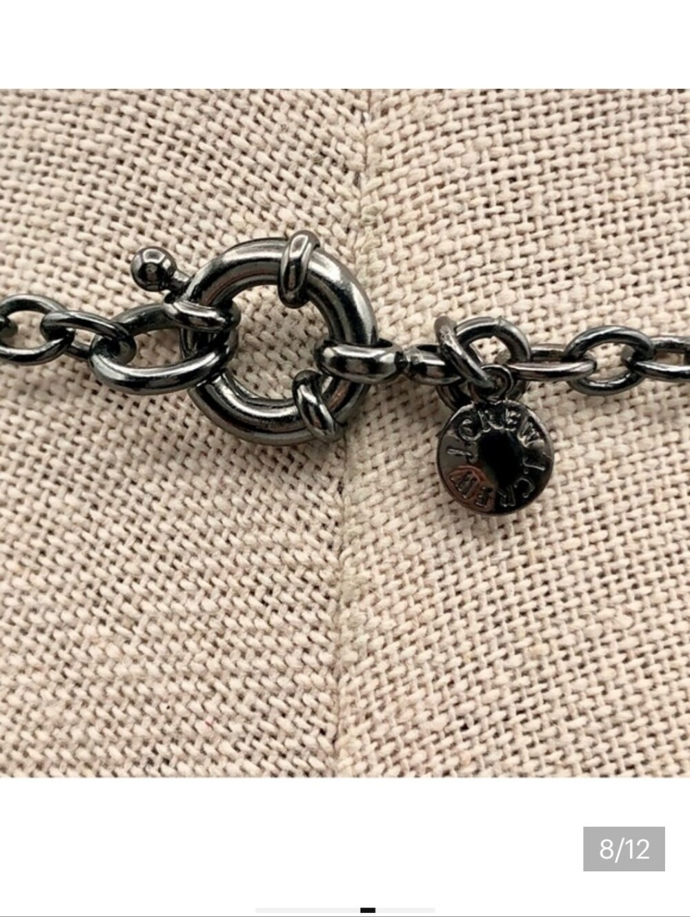 J. Crew Signed Crystal Statement Necklace in Clear with Gunmetal Setting - Picture 3 of 5